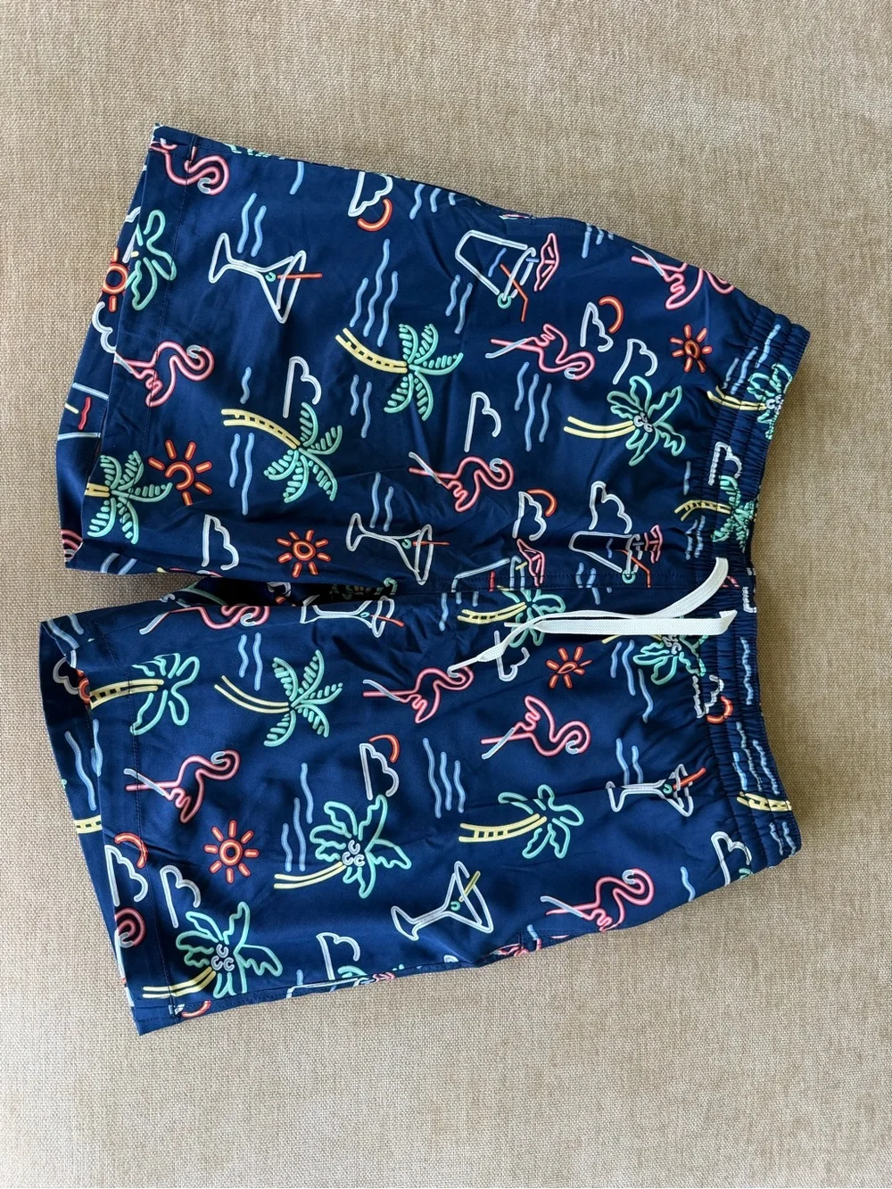 chubbies Navy Neon Tropical Swim Trunks